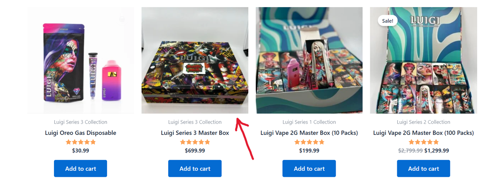 Luigi Disposable product selection